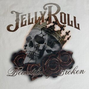 Jelly Roll The Beautifully Broken Tour Unisex White T-Shirt XL 2024